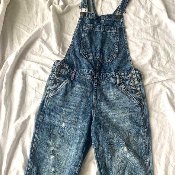 Acid Wash Women's Denim Overalls - Picture 2 of 5